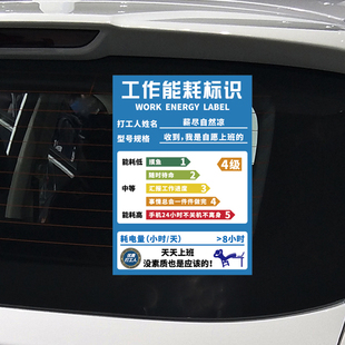 魂速 工作能耗标识车贴 打工人牛马搞笑创意文字汽车贴纸