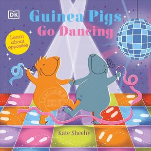 学龄前儿童插画纸板书 Dancing 豚鼠跳舞 现货 Pigs 英文原版 儿童形状认知纸板书 Guinea