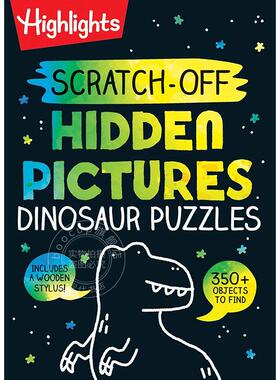 刮刮乐隐藏图片恐龙拼图 儿童互动绘本书 英文原版 Scratch-Off Hidden Pictures Dinosaur Puzzles 6-9岁