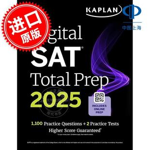 Test 英文原版 Prep 1000多道练习题及章末测验 2025 Total Kaplan SAT SAT机考全面备考指南2025：含2套完整模拟测试 Digital
