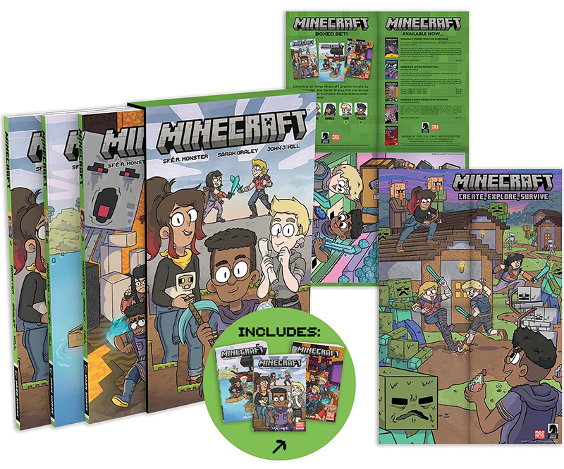 现货 我的世界官方漫画小说集盒装英文原版Minecraft Boxed Set (Graphic Novels)