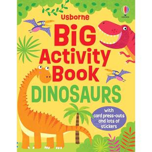 恐龙主题大型活动书 尤斯伯恩出版社 Usborne 儿童互动游戏书 英文原版 Big Activity Book Dinosaurs 4-7岁