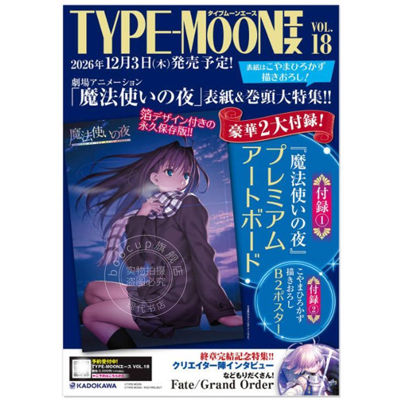 进口日文 魔法使之夜特辑 TYPE-MOON ACE VOL.18 附魔法使之夜表纸海报和小山广和装饰插画 TYPE-MOONエース