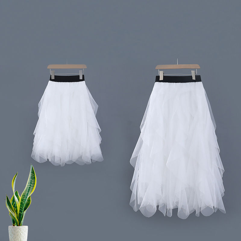 女童裙子今年流行春秋半身裙亲子装百搭儿童公主裙纱裙蓬蓬波浪裙