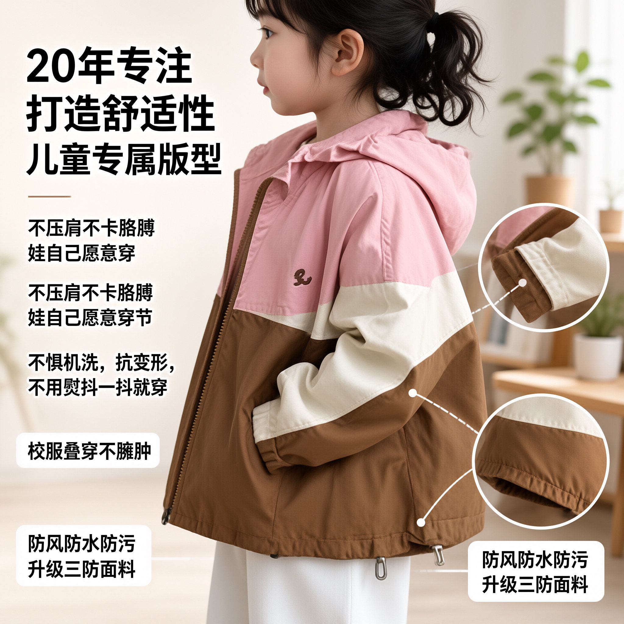 女童秋装新款连帽冲锋衣外套洋气