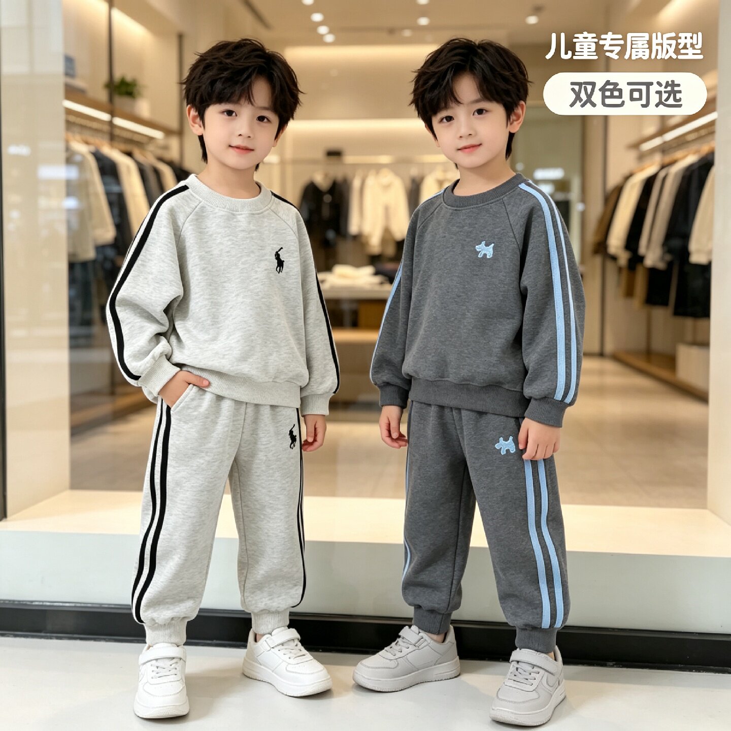 男童卫衣套装2026新款韩版儿童套装秋冬时尚条纹儿童秋季运动童装