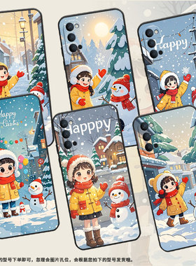 适用OPPOReno手机壳10x纯黑色PCCM00商务0pp0RenoAce保护套Ace2堆雪人的女孩Reno2F高级PCKM70轻薄Reno4F软壳