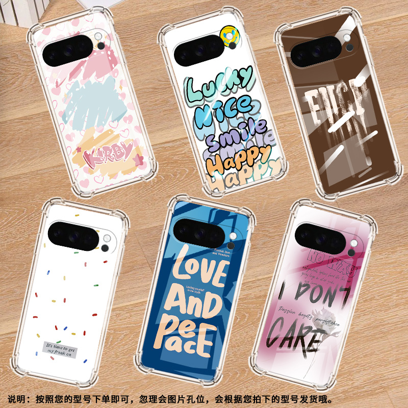 适用谷歌Pixel3AXL手机壳Pixel4A5G防摔笑脸英文气囊壳Pixel5A男女款Pixel10硅胶Pixel10Pro时尚保护套
