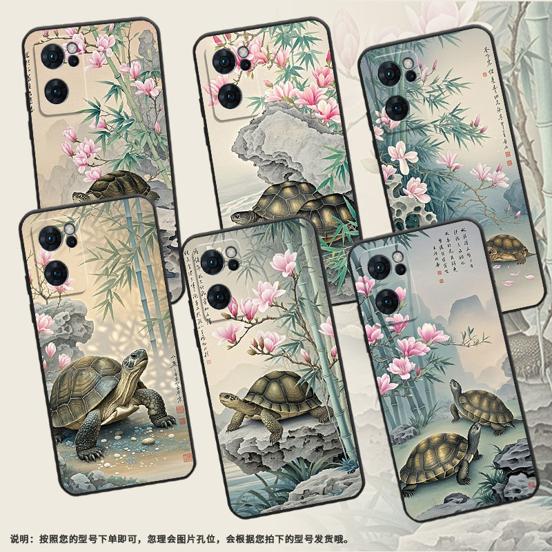 适用OPPOReno6手机壳5G男女CPH2237软壳0pp0Reno7高级5G海外保护套PFDM00新中式油画Reno8硅胶Reno7Z磨砂壳