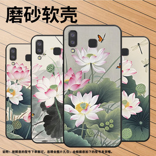 J610F三星A6s高级SM G8870耐磨GalaxyA21s保护套 防摔SamsungJ4Plus粉白色荷花SM 适用三星M01Core手机壳A8