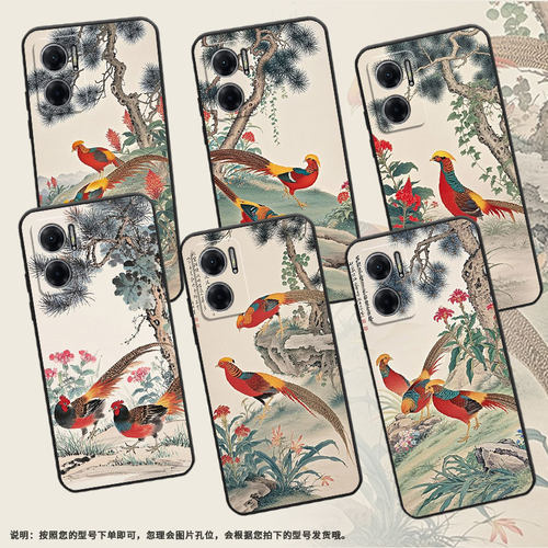 适用红米Note11Pro手机壳note10s防摔M2103K19I两只红腹鸡RedmiNote10ProMax高级2201116TG时尚note11R软壳