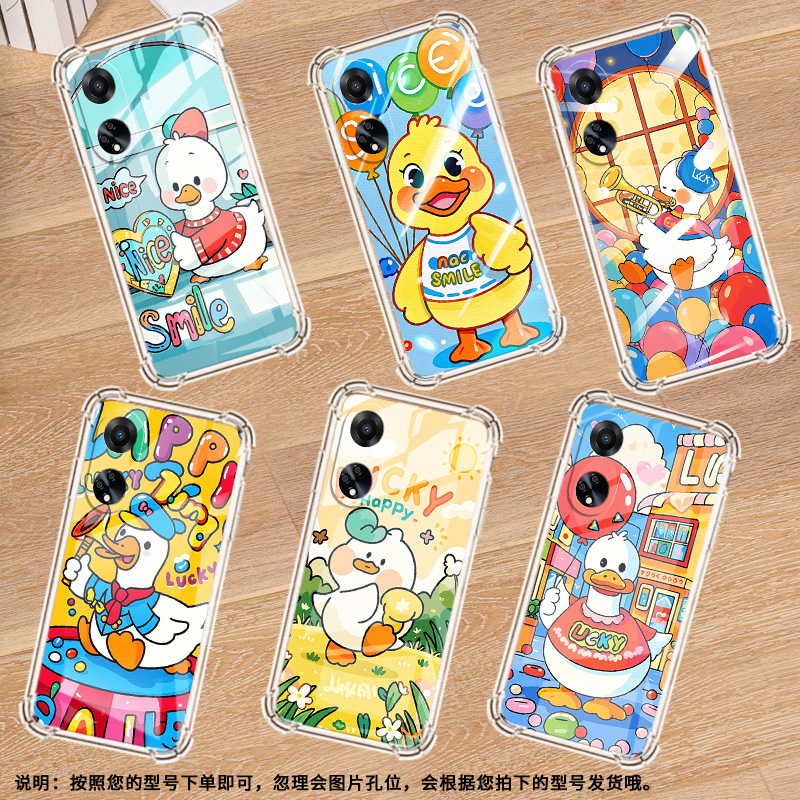 适用OPPOF9手机壳OPPOF19Pro防摔OPPOFindX5Lite卡通鸭子OPPOF19气囊壳OPPOFindX8S高级感全包边男女款保护套