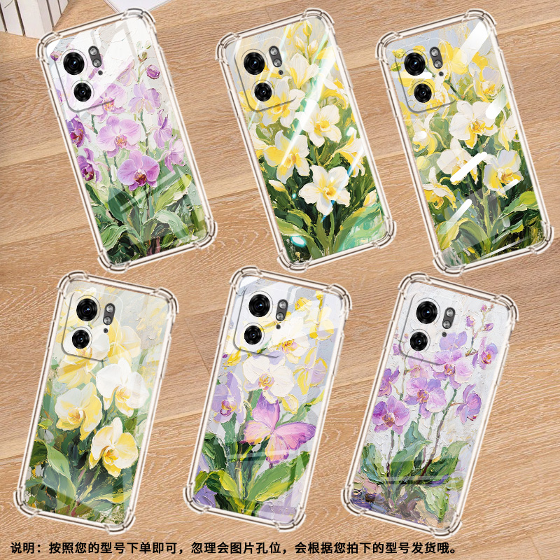 适用MotoS50Neo手机壳Edge30Fusion潮流摩托罗拉S30Pro气囊壳油画蝴蝶兰简约MotoG85防摔Edge+2023保护套