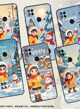 适用红米7手机壳7A防摔爆M1908C3IC全包Redmi10A女孩与雪人时尚9Power保护套红米10x/10C硅胶220233L2C软壳
