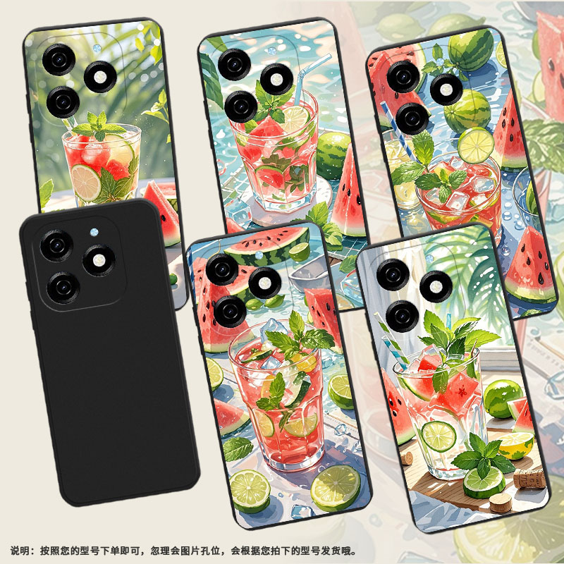 适用传音TecnoPop9手机壳时尚Pop7Pro夏天冰饮高级感TecnoPop8磨砂壳TecnoPop7全包边中国风KL8H保护套