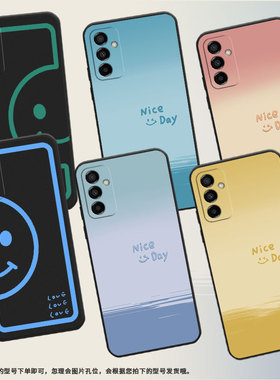 适用三星M02手机壳M04渐变笑脸SM-M105F全包边samsungM22磨砂壳M13防摔爆SM-M145F黑色M15硅胶M21s保护套