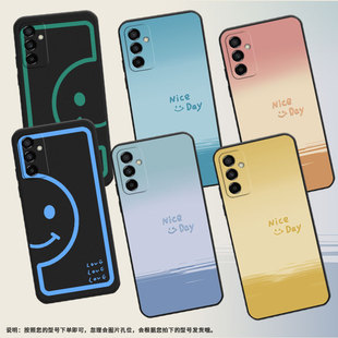 适用三星M02手机壳M04渐变笑脸SM M145F黑色M15硅胶M21s保护套 M105F全包边samsungM22磨砂壳M13防摔爆SM