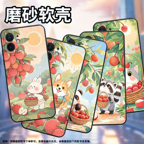适用iPhone苹果5手机壳8/7/se(第二代)耐磨x荔枝浣熊6时尚12pro荔枝猫咪11pro男女款6plus高级感se(第一代)