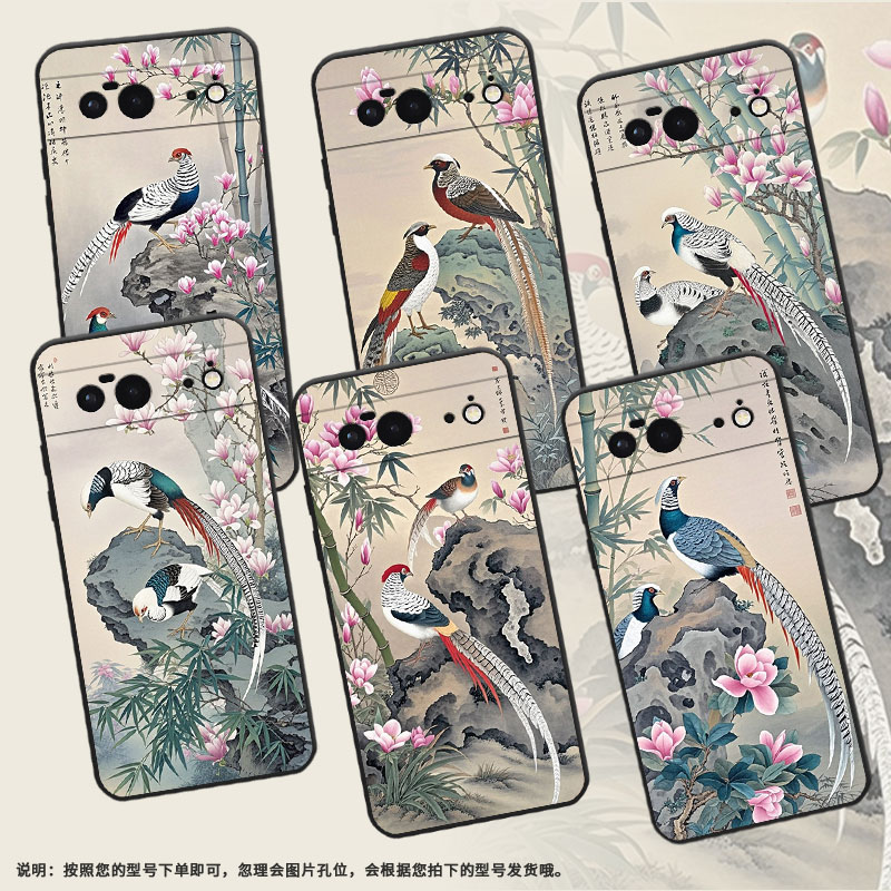 适用谷歌PixeL7手机壳Google6A时尚GWKK3全包边谷歌Pixel8保护套新中式油画G8HHN硅胶Pixel9A耐磨谷歌9软壳