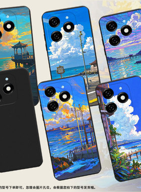 适用传音InfinixSmart8Pro手机壳8Plus磨砂壳油画海边Smart8HD全包边InfinixSmart9防摔Smart9HD保护套