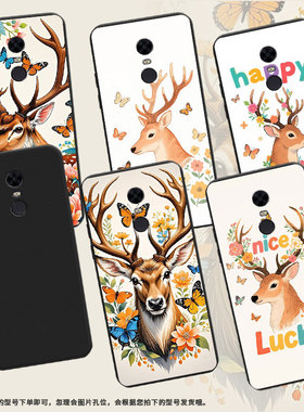 适用红米note82021国外手机壳商务鹿头侧影时尚5Plus磨砂壳红米S2高级感红米7男女M1803E6H全包边保护套