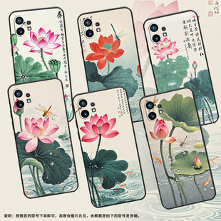 适用NothingPhone1手机壳时尚A063高级工作硅胶水墨荷花不掉色软壳NothingPhone1男女款商务防摔保护套