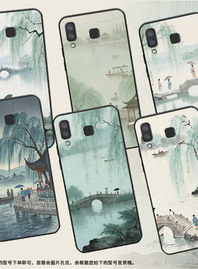 适用三星C9手机壳A3Core防摔SamsungJ4Plus西湖美景SM-J610F三星A6s高级感SM-G8870耐磨GalaxyA21s保护套