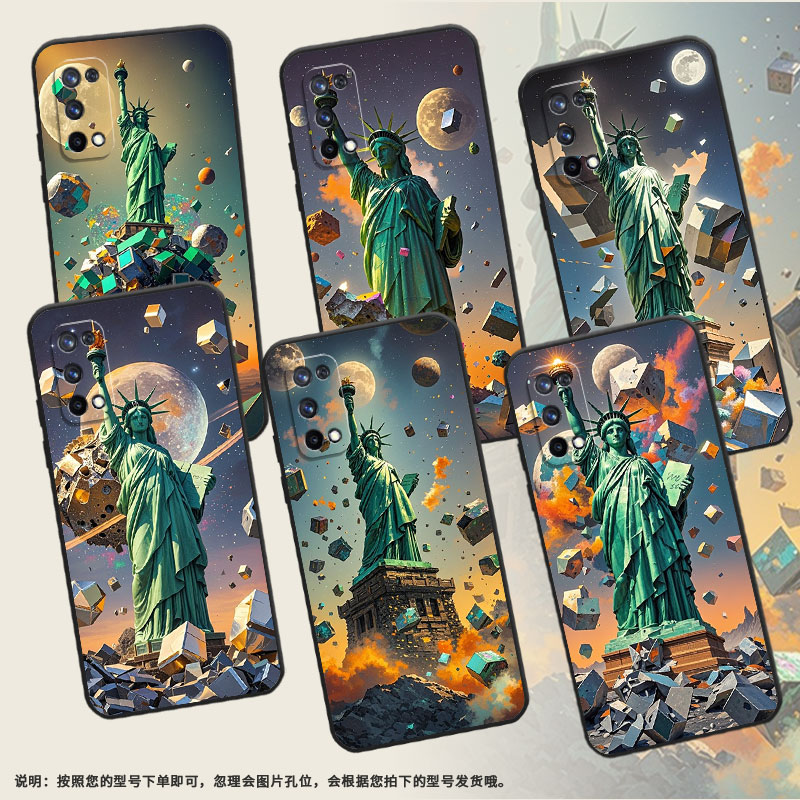 适用realmex50m手机壳rmx1901硅胶x2商务x3真我c2保护套rmx2121个性x7max防摔自由女神像高级c1耐磨x50软壳