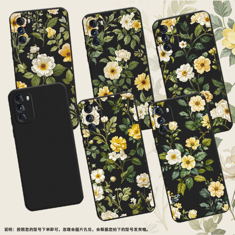 适用MOTOOne5GACE手机壳复古花卉高级感G2022磨砂壳MotorolaG5GPlus时尚摩托罗拉GPower2022中国风保护套