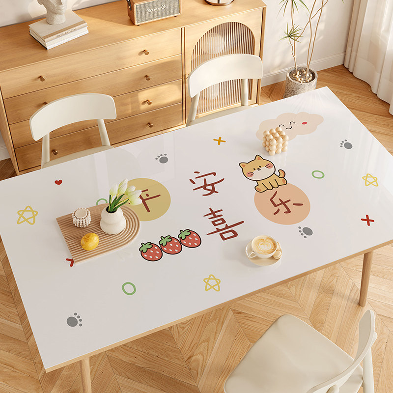 餐桌垫防油防水pvc软玻璃防烫免洗轻奢高级感长方形桌面保护垫,居家布艺,桌布,淘宝优惠券,粉丝福利购,淘宝优惠卷