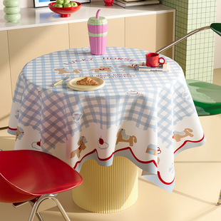 卡通小马圆桌布防水防烫免洗圆形餐桌布客厅小圆台装饰圆茶几盖布