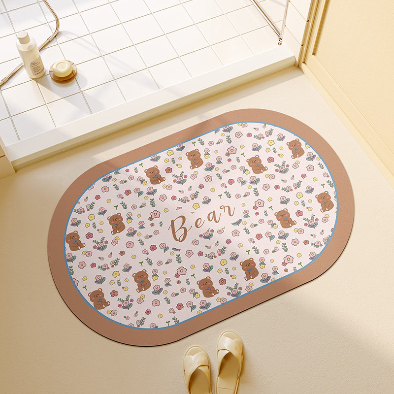 浴室卫生间门口地垫硅藻泥吸水垫椭圆形防滑软垫卫浴厕所家用脚垫