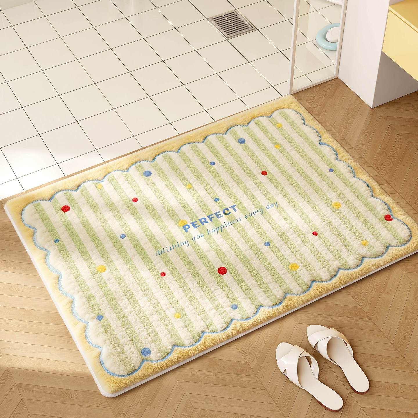 奶油风浴室地垫卫生间吸水防滑脚垫洗手间厕所门口仿羊绒加厚地毯,居家布艺,家用脚垫,淘宝优惠券,粉丝福利购,淘宝优惠卷