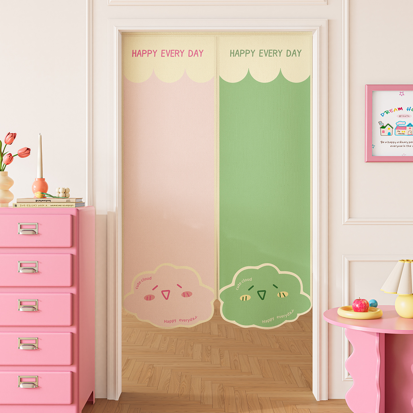 卡通云朵异形门帘隔断帘儿童房