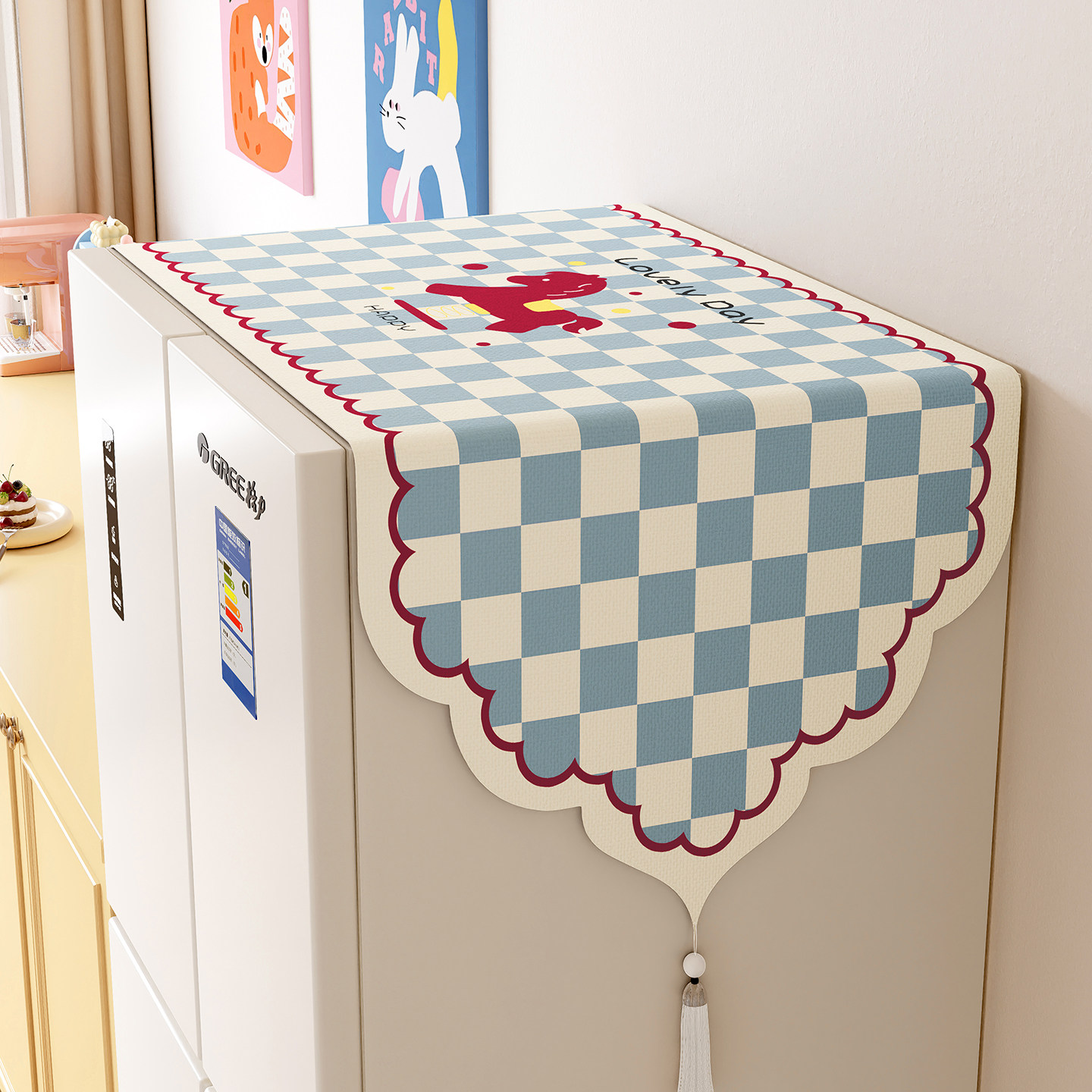 卡通异形冰箱盖布顶部防尘罩2025新款单双开门冰柜盖巾通用遮灰布,居家布艺,万能盖巾,淘宝优惠券,粉丝福利购,淘宝优惠卷