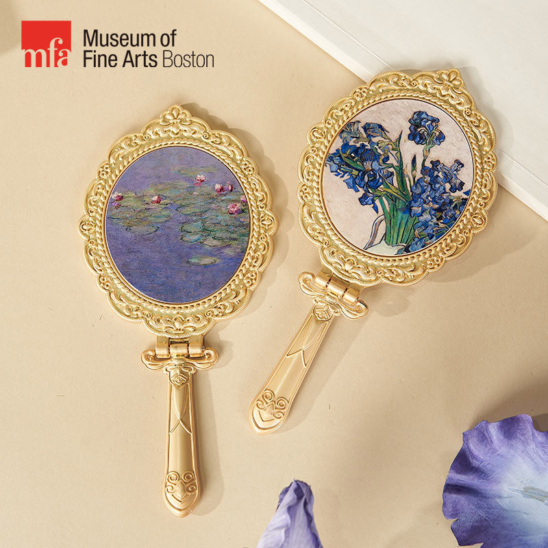印象派鸢尾花复古手持化妆镜