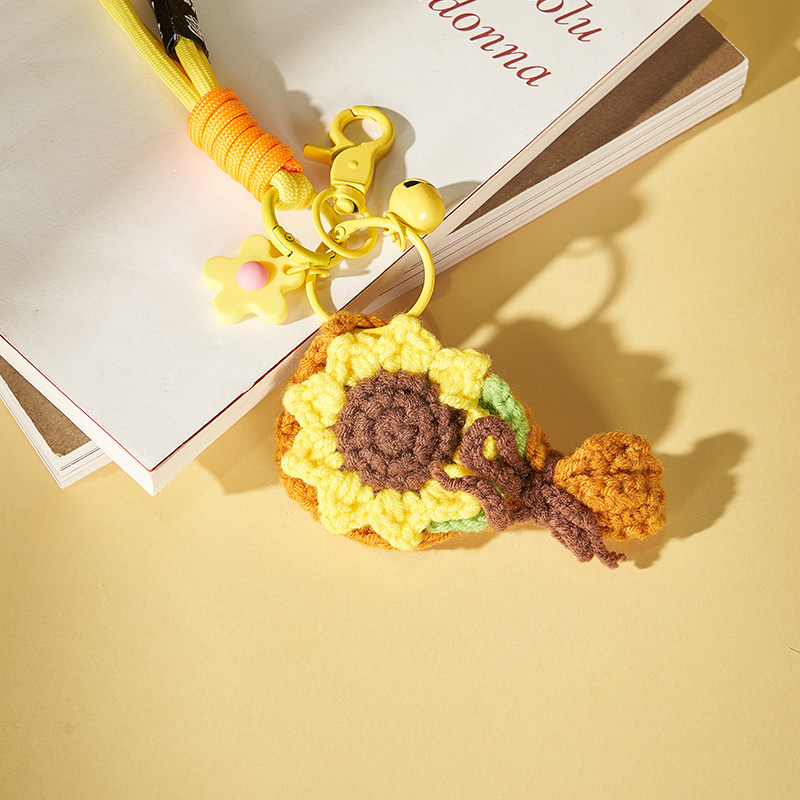 向日葵钩织钥匙扣干草垛毛绒挂件