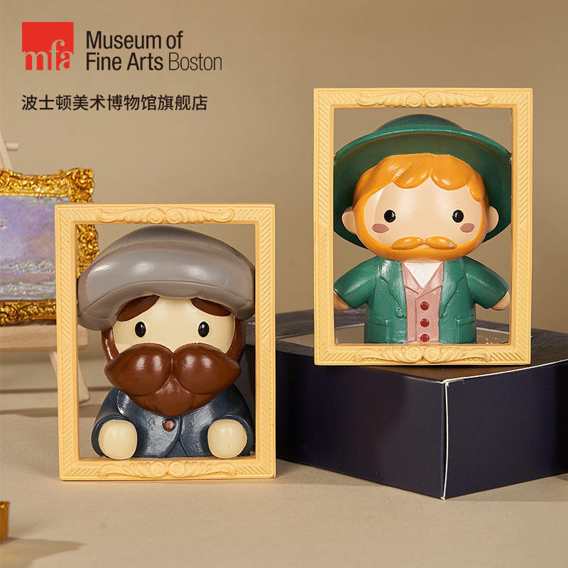 萌版梵高莫奈画框树脂摆件