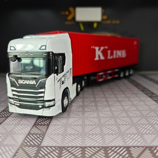 1:50仿真斯堪尼亚合金滑行集装箱车模型加长款货柜车玩具运输卡车