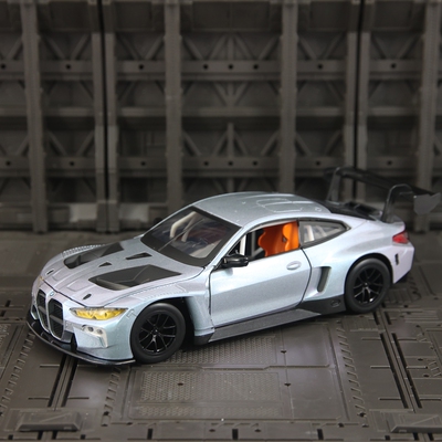 1:24仿真宝马M4 GT3合金拉力赛车模型汽车摆件转向声光玩具车礼物