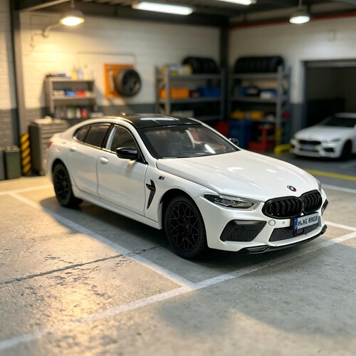1:24仿真BMW M8合金轿跑汽车模型摆件转向声光回力宝马玩具送男生