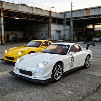 1:32仿真RX-7 FD3S合金拉力赛车模型头文字D声光跑车摆件男生礼物