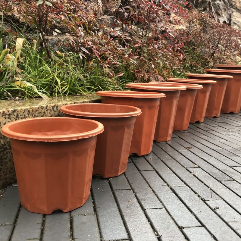 特价塑料花盆E型高脚菱边基地盆实用园艺阳台绿植花卉红色圆花盆