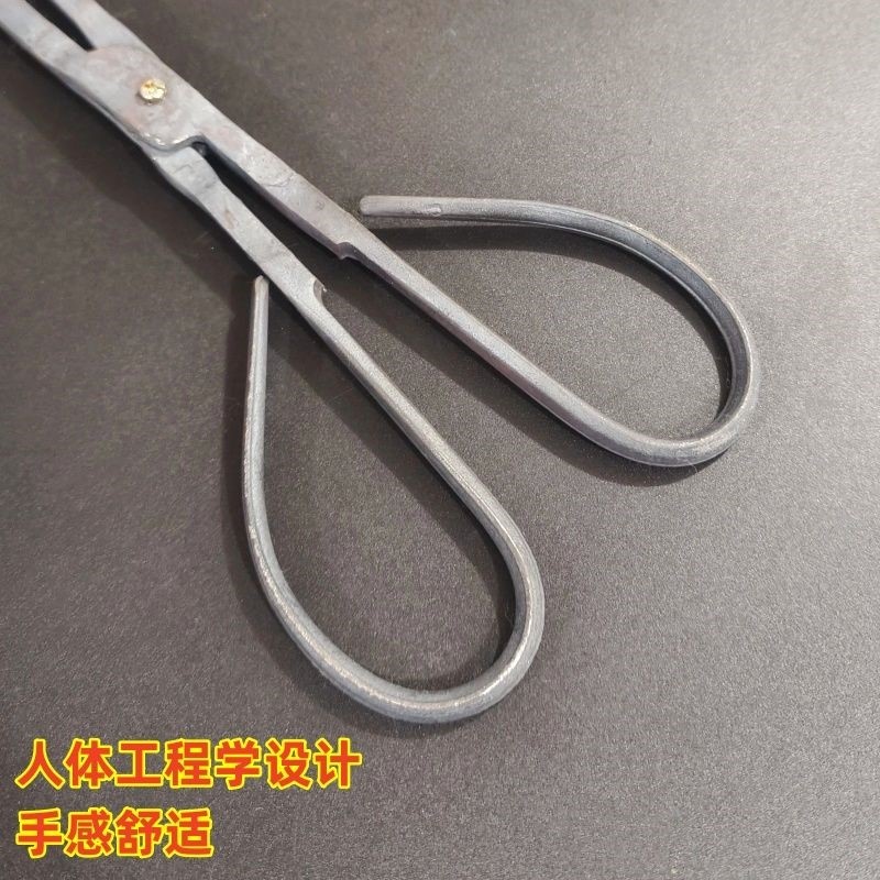 老式家用烧火钳锻打环卫加长柄拾物器垃圾夹扁头火剪夹子夹煤夹碳