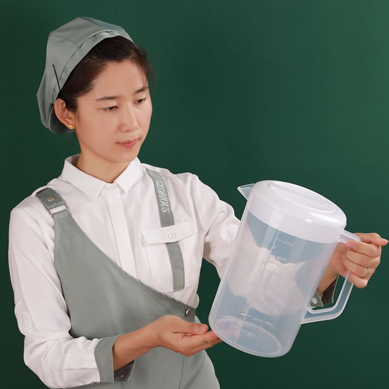 粉盖白盖带清晰刻度大容量杯家用茶水壶可用食品加厚塑料透明量杯