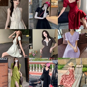 YJ2025春夏新款碎花连衣裙女小个子纯欲风收腰显瘦包臀裙
