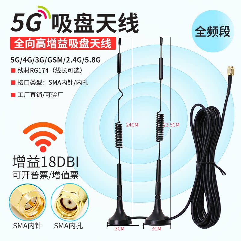 2.всенаправленная антенна 4g5.8G4G антенна WIFI6 беспроводная сетевая карта усиленная присоска для усиления сигнала маршрутизатора sky Изображение 1