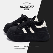 女款 子女学生超好看女鞋 2026新款 百搭黑色鞋 春季 环球厚底增高板鞋