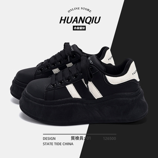 环球厚底增高板鞋女款2026新款春季百搭黑色鞋子女学生超好看女鞋