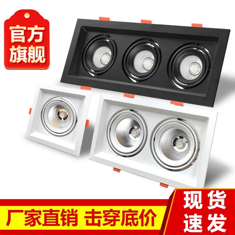 led双头吊顶格栅方形天花射灯